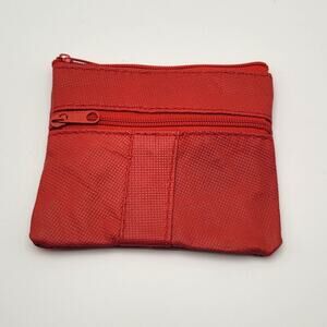 Red Leather Zip Coin Pouch Minimalist Soft Leather Small Wallet New Travel